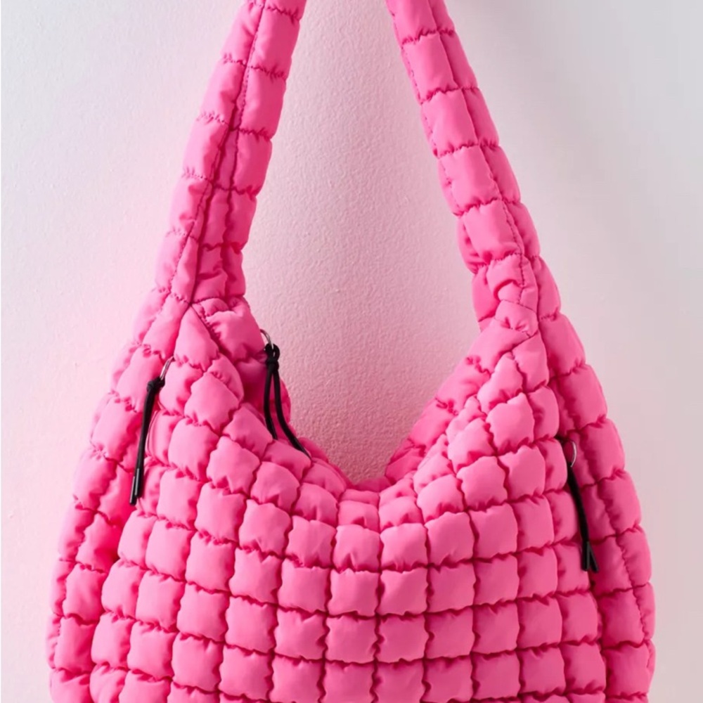 New! FP Movement Free People Quilted Carryall Tote Pink Bubblegum NWT Bag - Picture 2 of 5